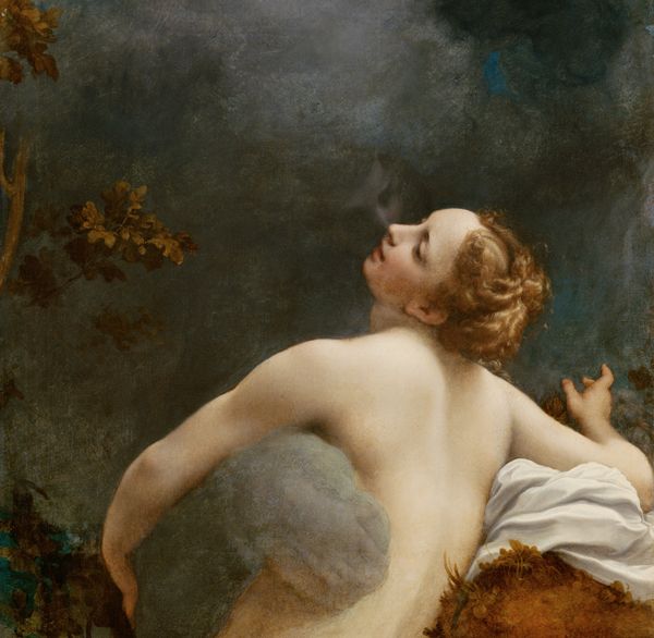 Jupiter in the form of smoke, embraces a nude Io.
